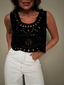 Cropped Bordado Giulietta Preto