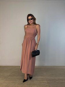 Vestido Midi Transpassado Fiorenza Capuccino