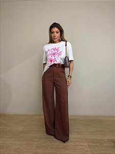 T-shirt Off White Corações Estampada Aurélia