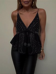 Bata Bordada Donatella Preta