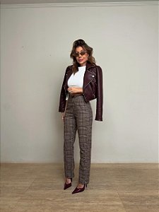 Calça Alfaiataria Xadrez Costanza Marrom (PRÉ-VENDA, ENVIO A PARTIR DO DIA 18/04)