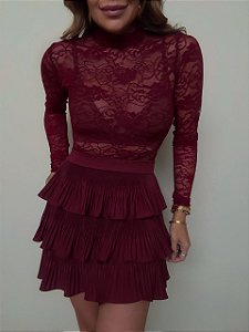 Blusa Renda Francesca Vermelho Bordô