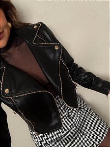 Jaqueta Cropped Courino Isabella Preta