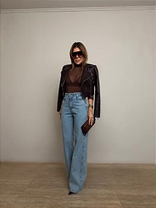 Calça Jeans Wide Leg Dirty Wash