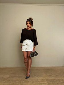 Saia Curta Courino Vinil Matilde Branca