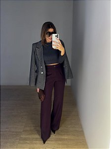 Calça Alfaiataria Reta Leonie Roxo Uva