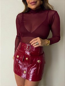 Blusa Tule Austrália Vermelho Bordô