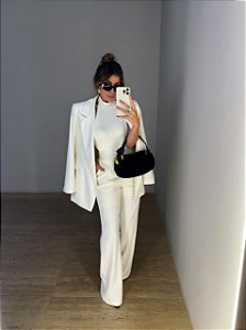 Calça Alfaiataria Reta Leonie Off White