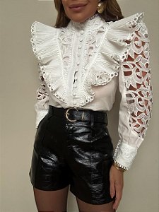 Camisa Renda Guipir Adelaide Branca