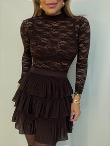 Blusa Renda Francesca Marrom