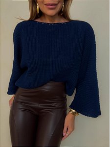 Blusa Tricot Matilde Azul Marinho