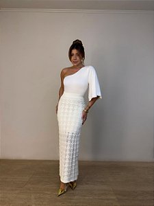 Saia Midi Tricot Leonelle Off White
