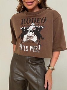 T-shirt Cropped Romina Marrom