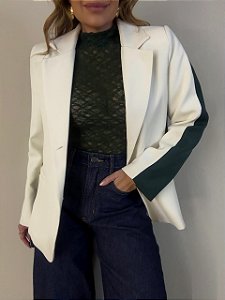 Maxi Blazer Alfaiataria Costanza Off White e Verde