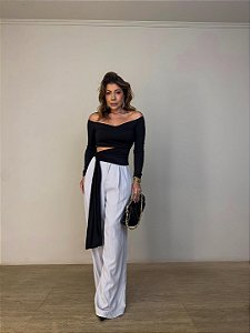 Calça Pantalona Vallena Cinza