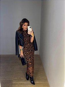 Vestido Midi Savelli Animal Print