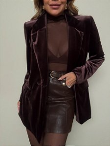 Maxi Blazer Veludo Novera Marrom