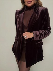 Maxi Blazer Veludo Novera Marrom