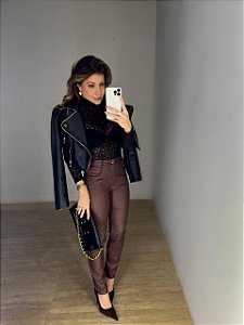 Calça Resinada Solenna Marrom