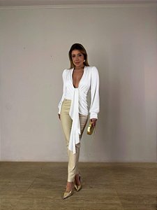 Calça Resinada Solenna Bege