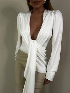 Blusa Transpassada Valmont Branca