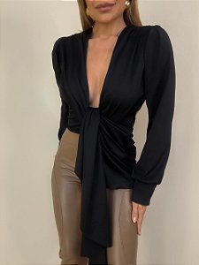 Blusa Transpassada Valmont Preta