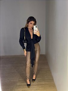 Calça Courino Romina Bege