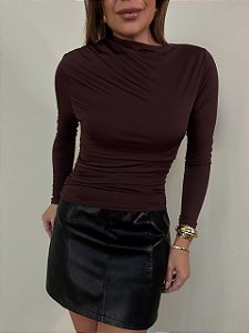 Blusa Drapeada Fiorenza Marrom