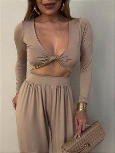 Cropped Torcido Positano Bege
