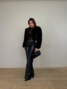 Calça Reta Courino Venettia Preta