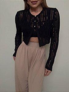 Cropped Tricot Transparência Noélia Preto