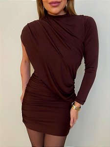 Vestido Curto Valenza Marrom
