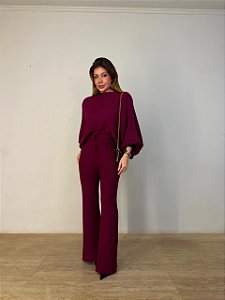 Conjunto Tricot Modal Vermelho Bordô