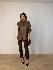 Maxi Camisa Courino Valenza Marrom