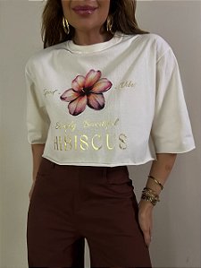 T-shirt Cropped Flor Venettia Off White
