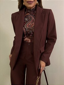 Maxi Blazer Linho Venettia Marrom