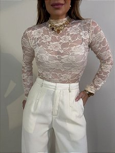 Blusa Renda Savelli Bege Creme