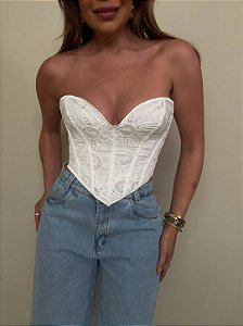 Corselet Bordado Costanza Branco