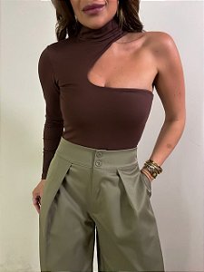 Body Nula Manga Ginevra Marrom