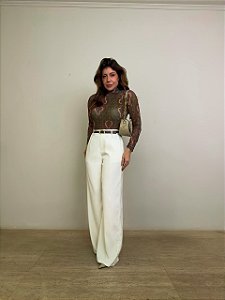 Calça Alfaiataria Ginevra Bege Creme
