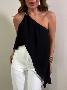 Blusa Assimétrica Alba Preta