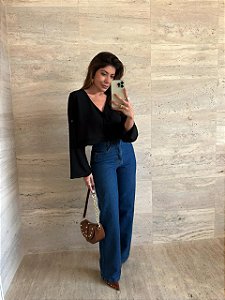 Calça Jeans Escuro Reta Talia