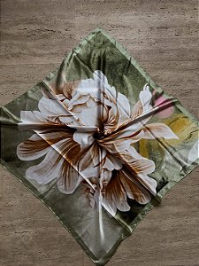 Lenço Cetim Verde Claro Estampado