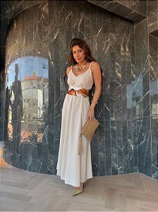 Vestido Midi Alongado Louise Bege Claro