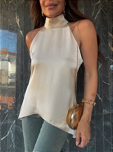 Blusa Cetim Celine Champanhe