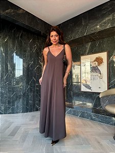 Vestido Midi Alongado Louise Marrom