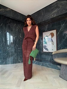 Conjunto Crochê Charlotte Marrom
