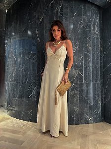 Vestido Longo Odette Bege Claro