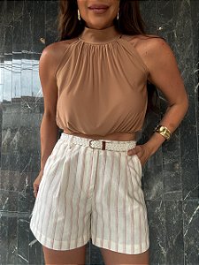 Cropped Gola Alta Jade Marrom Claro