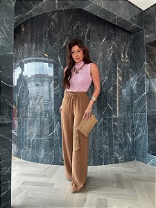 Calça Pantalona Leonor Marrom Claro